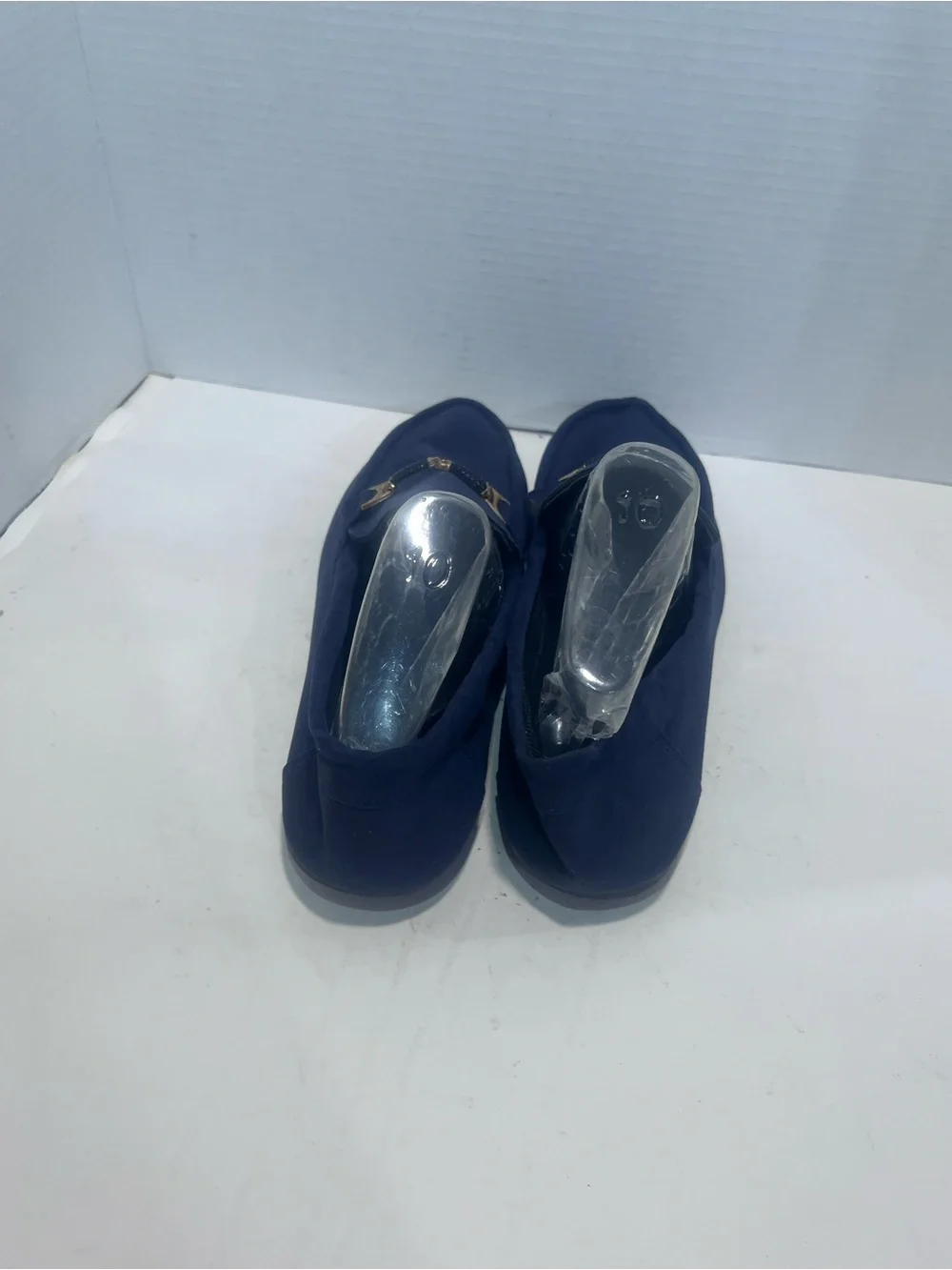 Unlisted Navy Suede Slip-On Loafers with Gold Bit